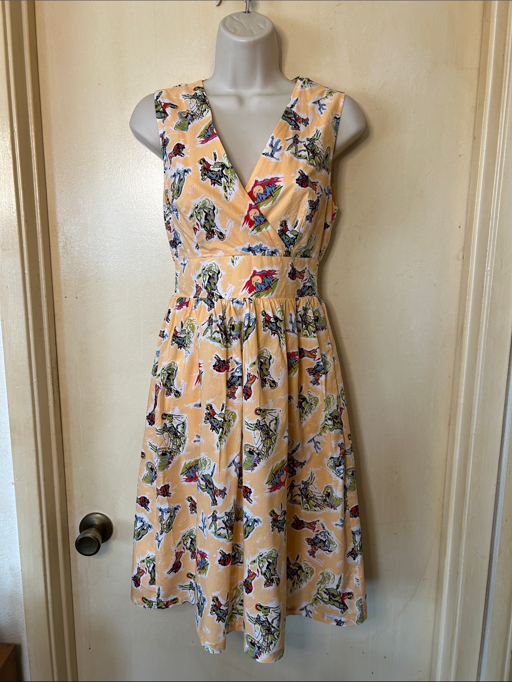 Modcloth Retro “Annie Get Your Fun” Cotton Cowboy Dress Size Xs